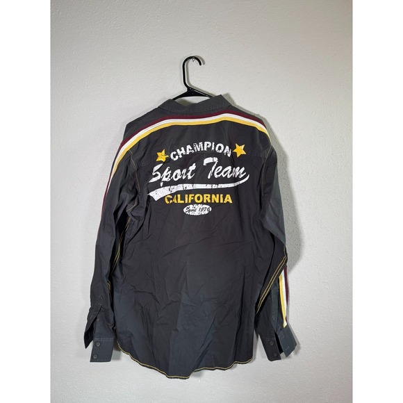 Giorginni Other - Vintage Giorginni Shirt Mens Gray SM69 Flight Air Speed Race Patch Button Up